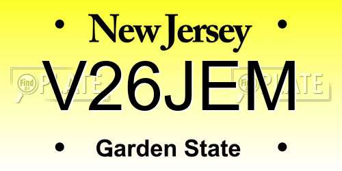 V26JEM New Jersey License Plate