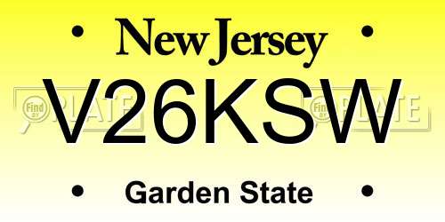 V26KSW New Jersey License Plate