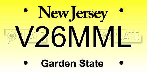 V26MML New Jersey License Plate