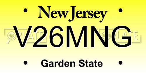 V26MNG New Jersey License Plate