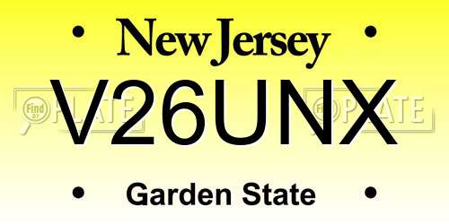 V26UNX New Jersey License Plate