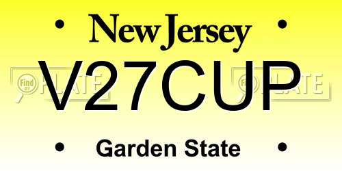 V27CUP New Jersey License Plate