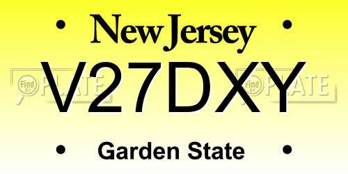 V27DXY New Jersey License Plate