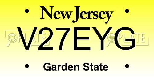 V27EYG New Jersey License Plate
