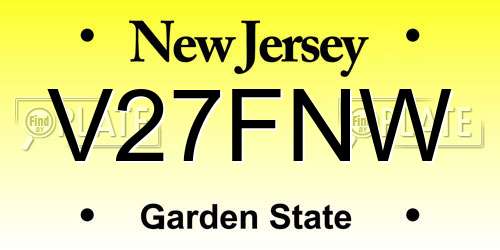 V27FNW New Jersey License Plate