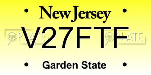 V27FTF New Jersey License Plate