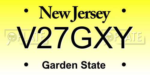 V27GXY New Jersey License Plate
