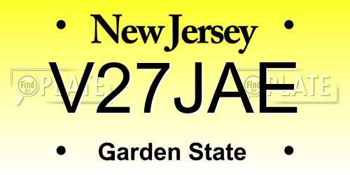 V27JAE New Jersey License Plate