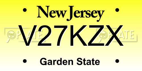 V27KZX New Jersey License Plate
