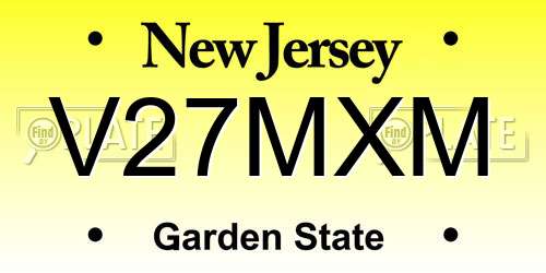 V27MXM New Jersey License Plate
