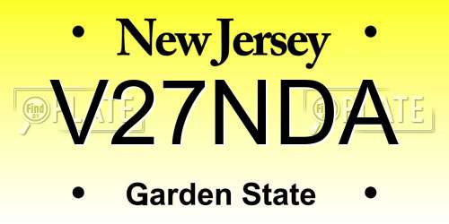 V27NDA New Jersey License Plate