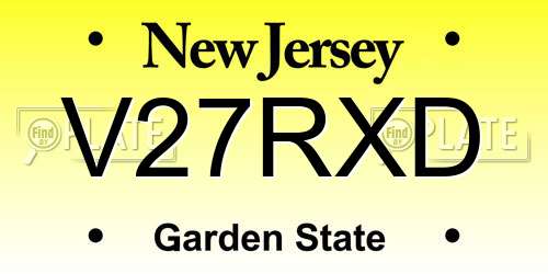V27RXD New Jersey License Plate