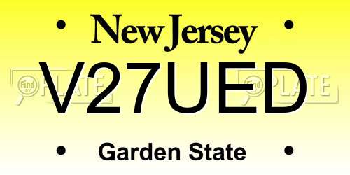 V27UED New Jersey License Plate