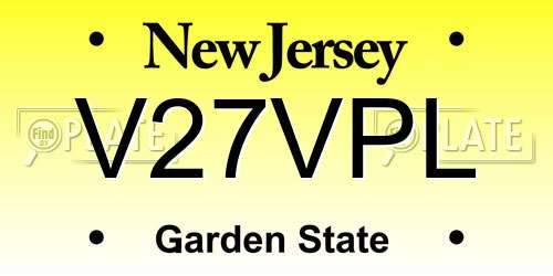 V27VPL New Jersey License Plate