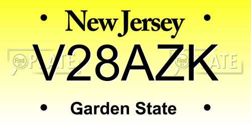 V28AZK New Jersey License Plate