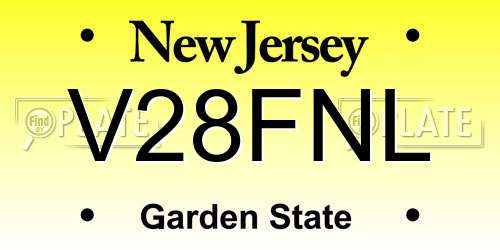 V28FNL New Jersey License Plate