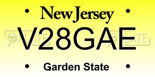 V28GAE New Jersey License Plate