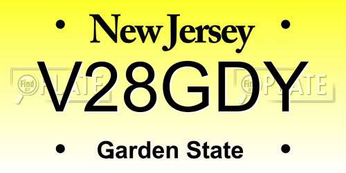 V28GDY New Jersey License Plate