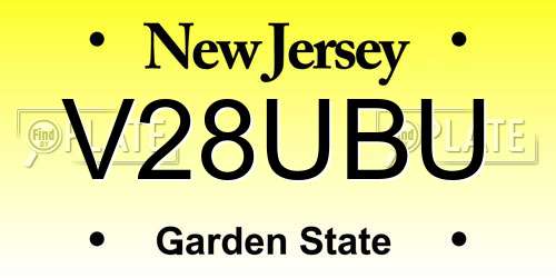 V28UBU New Jersey License Plate