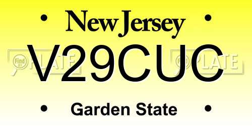 V29CUC New Jersey License Plate