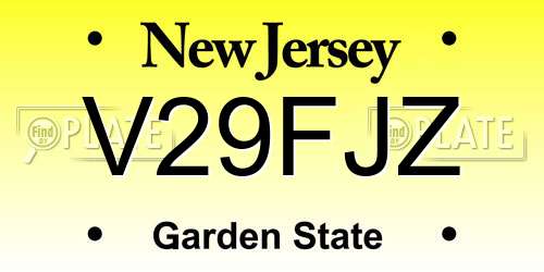 V29FJZ New Jersey License Plate