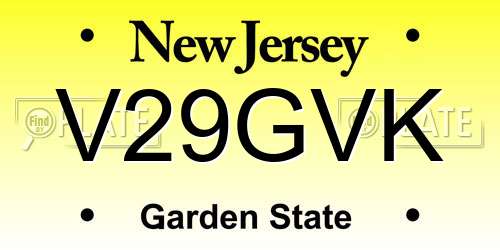 V29GVK New Jersey License Plate
