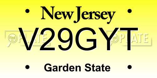 V29GYT New Jersey License Plate