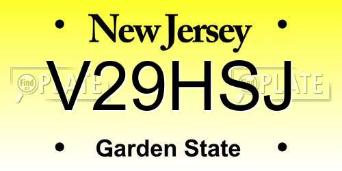 V29HSJ New Jersey License Plate