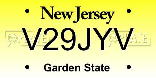 V29JYV New Jersey License Plate