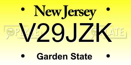 V29JZK New Jersey License Plate