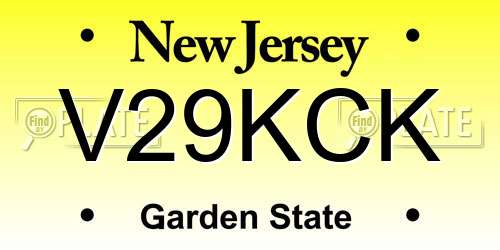 V29KCK New Jersey License Plate