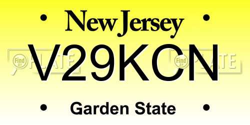 V29KCN New Jersey License Plate