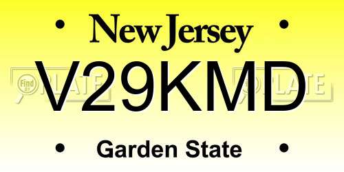 V29KMD New Jersey License Plate