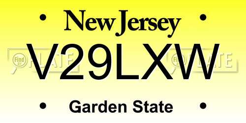 V29LXW New Jersey License Plate