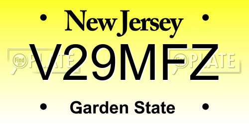 V29MFZ New Jersey License Plate