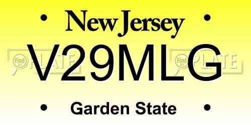 V29MLG New Jersey License Plate