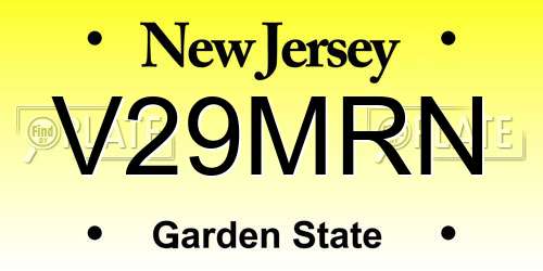 V29MRN New Jersey License Plate