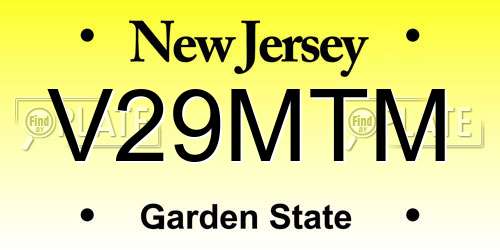 V29MTM New Jersey License Plate