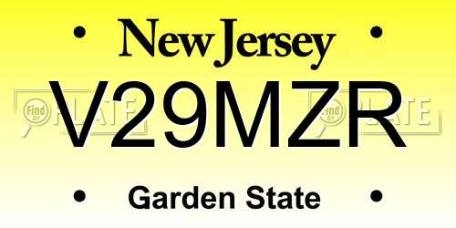 V29MZR New Jersey License Plate