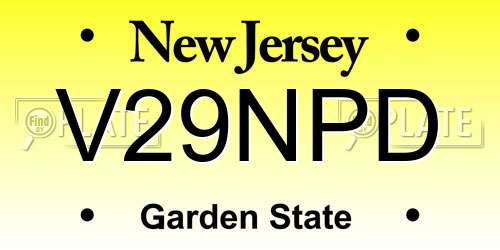 V29NPD New Jersey License Plate