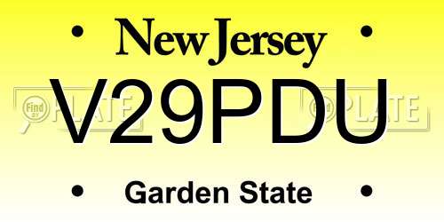 V29PDU New Jersey License Plate