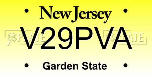 V29PVA New Jersey License Plate