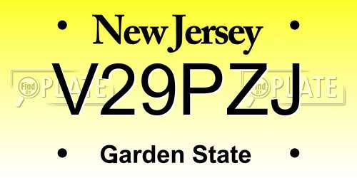 V29PZJ New Jersey License Plate