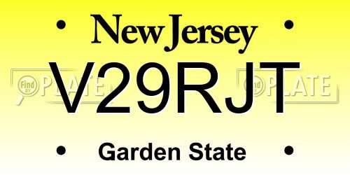 V29RJT New Jersey License Plate