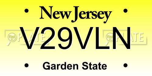 V29VLN New Jersey License Plate