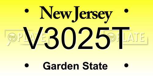 V3025T New Jersey License Plate