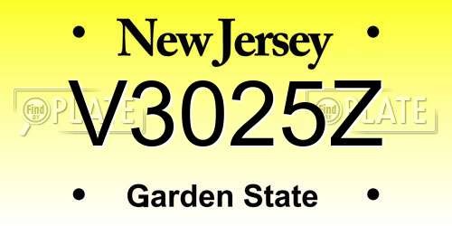 V3025Z New Jersey License Plate