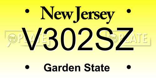V302SZ New Jersey License Plate