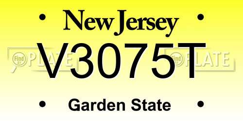 V3075T New Jersey License Plate