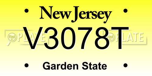 V3078T New Jersey License Plate